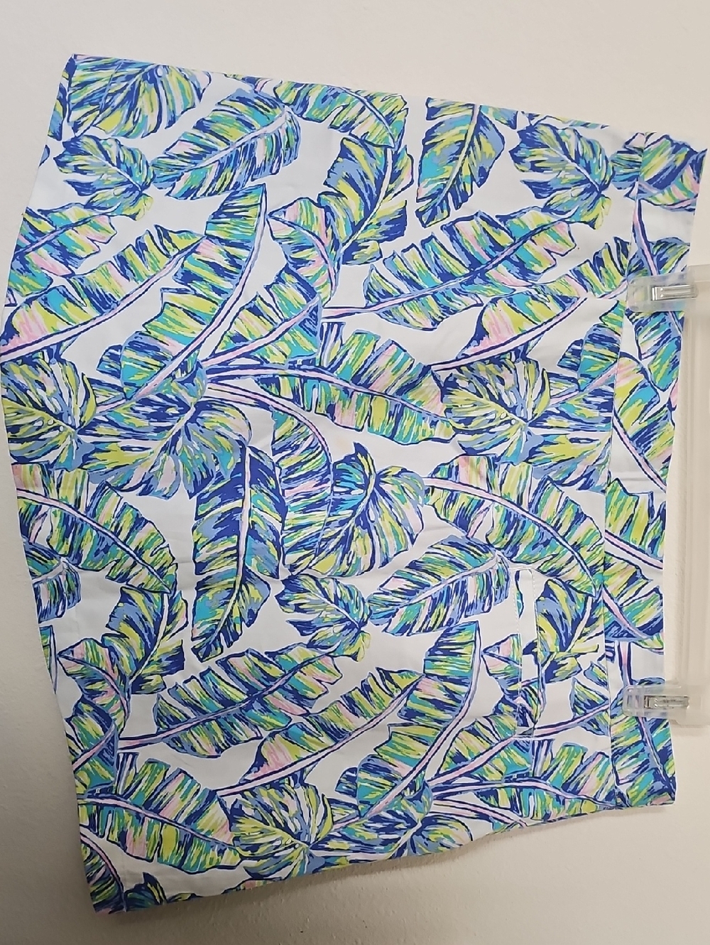 Tropical Leaf Print Skirt - Blue, Green & Pink Tory Richard